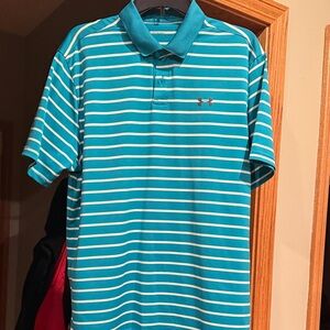 Under Armour Men's Polo Shirt - Teal and White Stripes